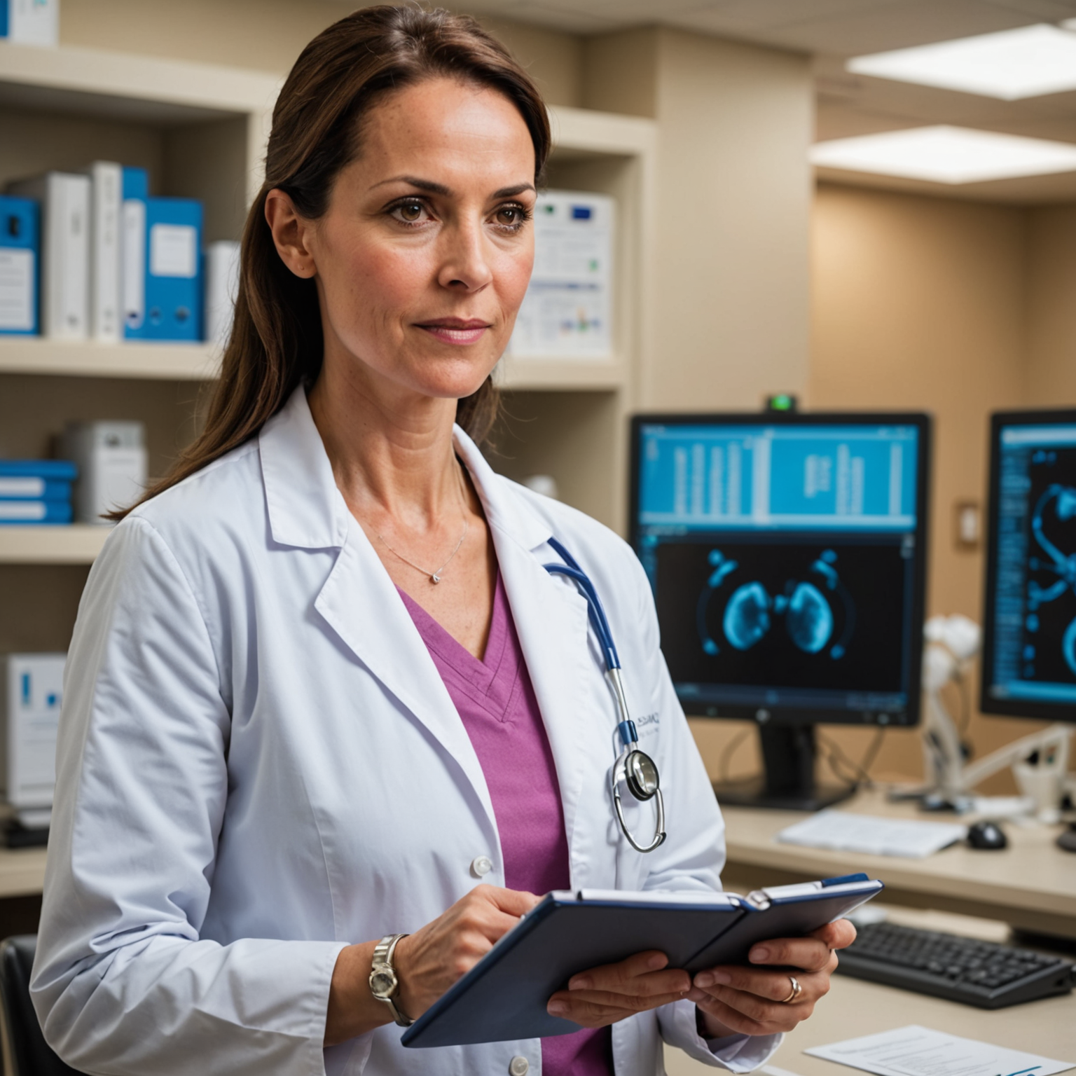 Healthcare professionals discussing breast cancer care