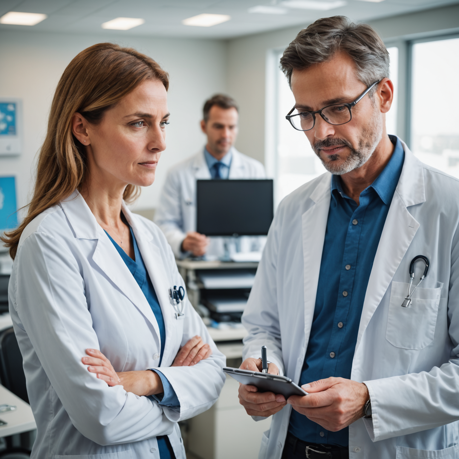 Healthcare professionals discussing breast cancer care