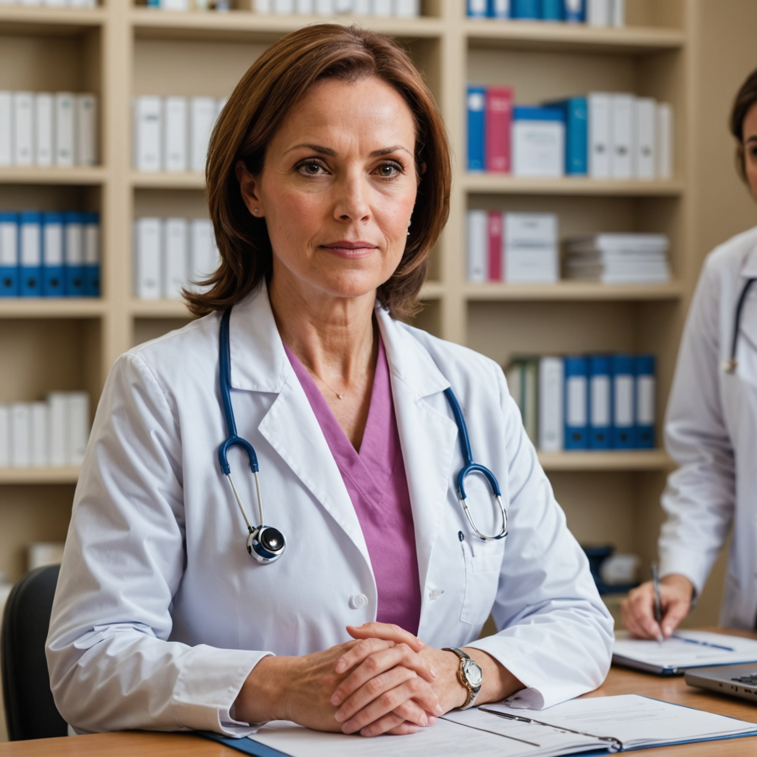 Healthcare professionals discussing breast cancer care